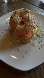 Smoked Salmon Club - everything bagel, scallion cream cheese